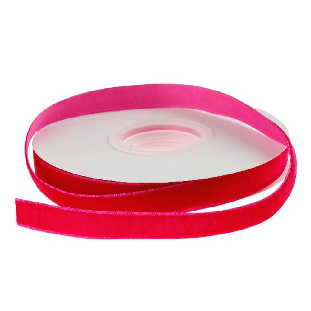 Лента декоративная (бархат) 12ммx10ярд (Фуксия)