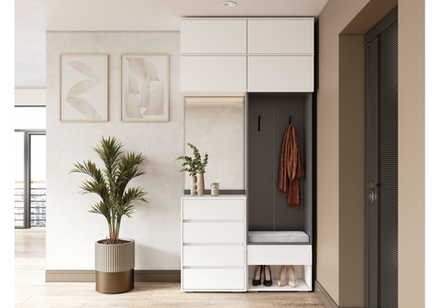 Модульная прихожая Woodville Роут белый, графит 7