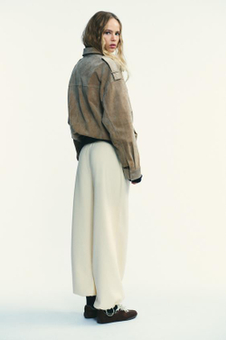 ZARA БАЗОВЫЕ ПРЯМЫЕ БРЮКИ ИЗ МЯГКОЙ ТКАНИ, ЖЕЛТЫЙ