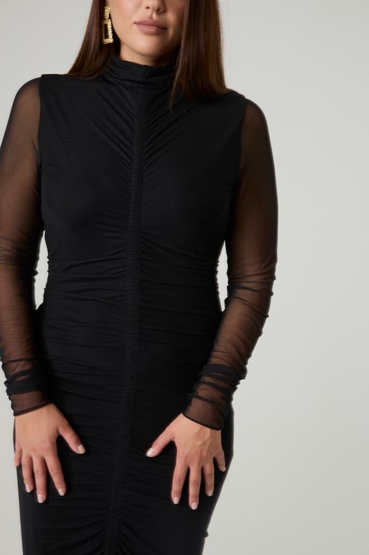 Платье из сетки с драпировкой, черный