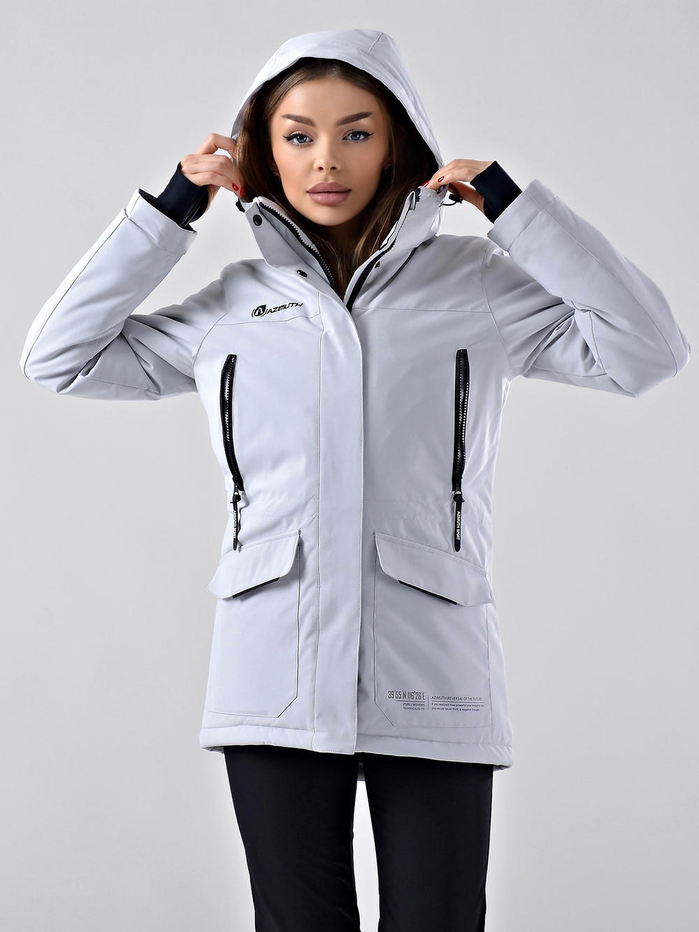 Женская удлиненная демисезонная куртка-парка В 123/22923_132 Светло-серый