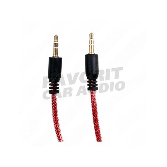 Кабель AUX, Jack 3,5mm(m) - Jack 3,5mm(m) без бренда JD-31, 1.0м, круглый, силикон, цвет: красный, в техпаке