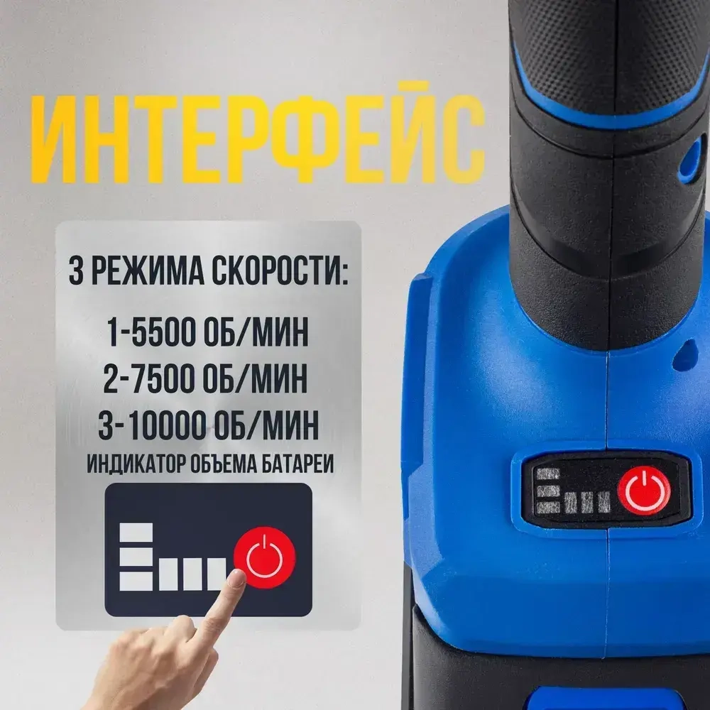 Ушм Аккумуляторная 125мм /2АКБ в кейсе/с регулировкой оборотов/ болгарка электрическая бесщеточная Инструменты для плиткореза/IRON WARRIOR/4000maч