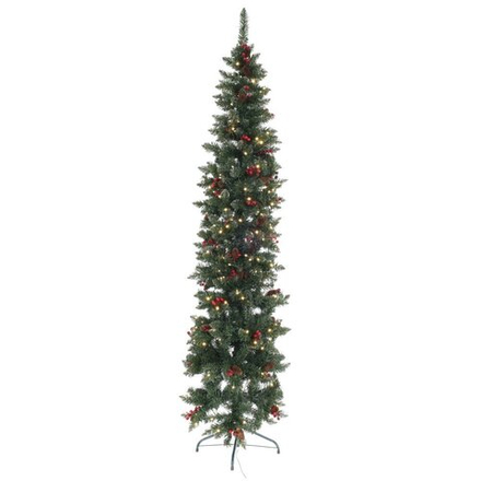 GAEM Ёлка искусств с подсвет (шишки+ягоды), D55 H210 см, 300 LED, тепл бел, 8 реж, от сети, провод 2,1м