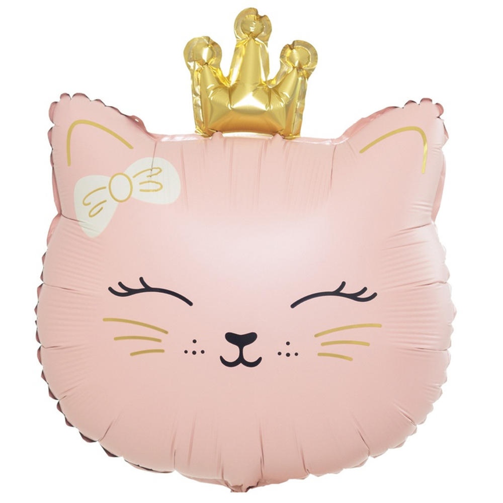 Шар Фольгированный Кошечка с короной розовая (Розовый)