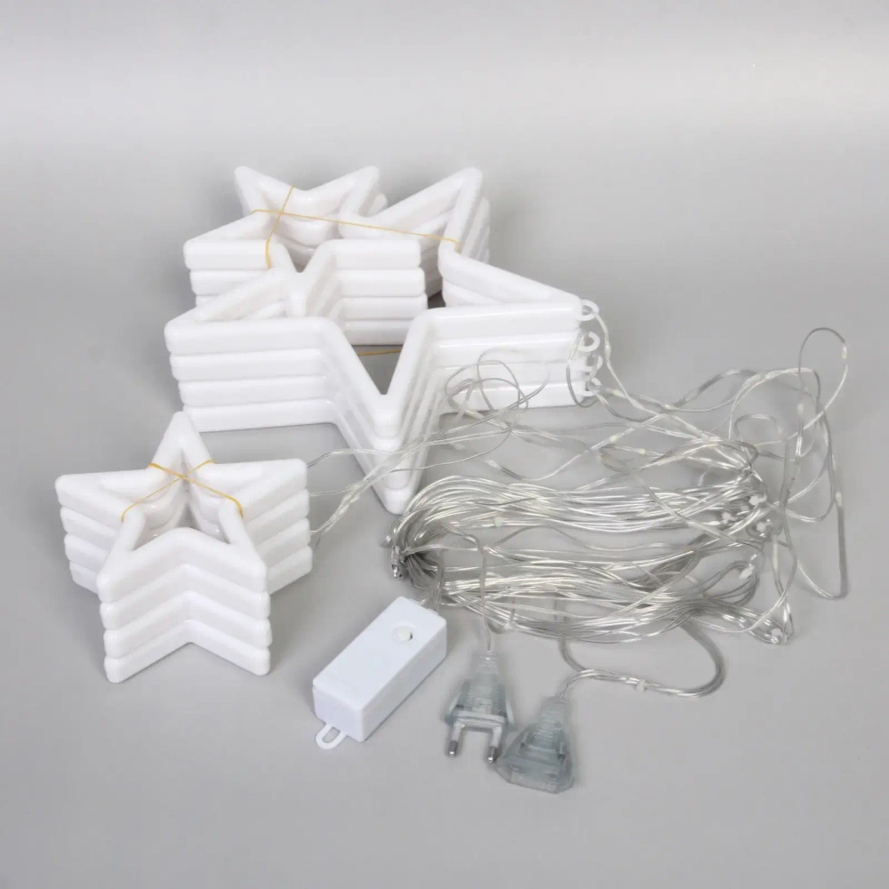 Гирлянда для дома БАХРОМА ш3м*0,8/0,5м 672 лампы LED «Звездопад», прозрачн.провод, 8 реж, IP-20,Мультицвет (возможность соедиения)