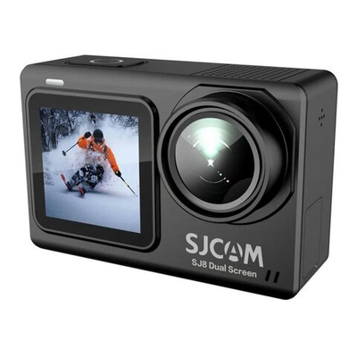 Экшн камера SJCam SJ8 Dual Screen черная с креплением, цифровым стабилизатором, водонепроницаемая 4K Ultra HD на шлем, голову, грудь, велосипед