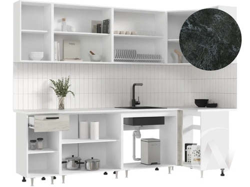 Кухня Рио NEW ЛДСП 2;6х1;0м (белый/дуб крафт белый/кастилло темный)