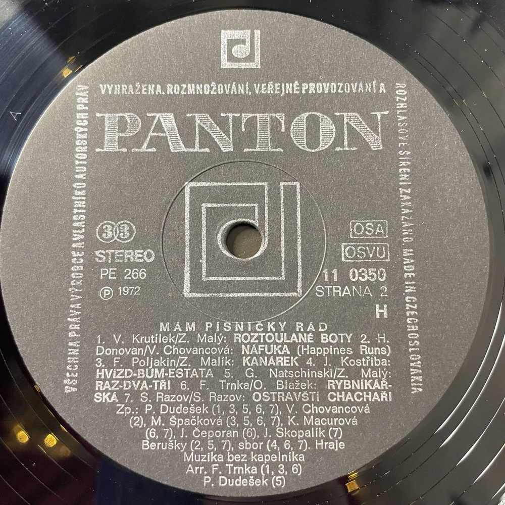 Винтажная виниловая пластинка LP Muzika Bez Kapelnika Mam Pisnicky Rad (Чехословакия 1973)