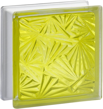 Стеклоблок Vitrablok Мороз Желтый 19x19x8 - окрашенный внутри