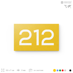 Номер на дверь 212, табличка на дверь для офиса, квартиры, кабинета, аудитории, склада, желтая 120х70 мм, Айдентика Технолоджи