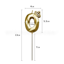 Свечи для торта, цифра 9 с короной, золото