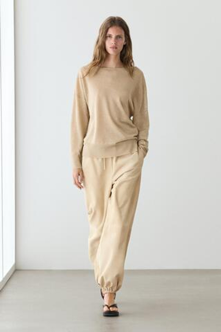 Massimo Dutti Струящийся джемпер из 100% льна с открытыми плечами, мышино-серый