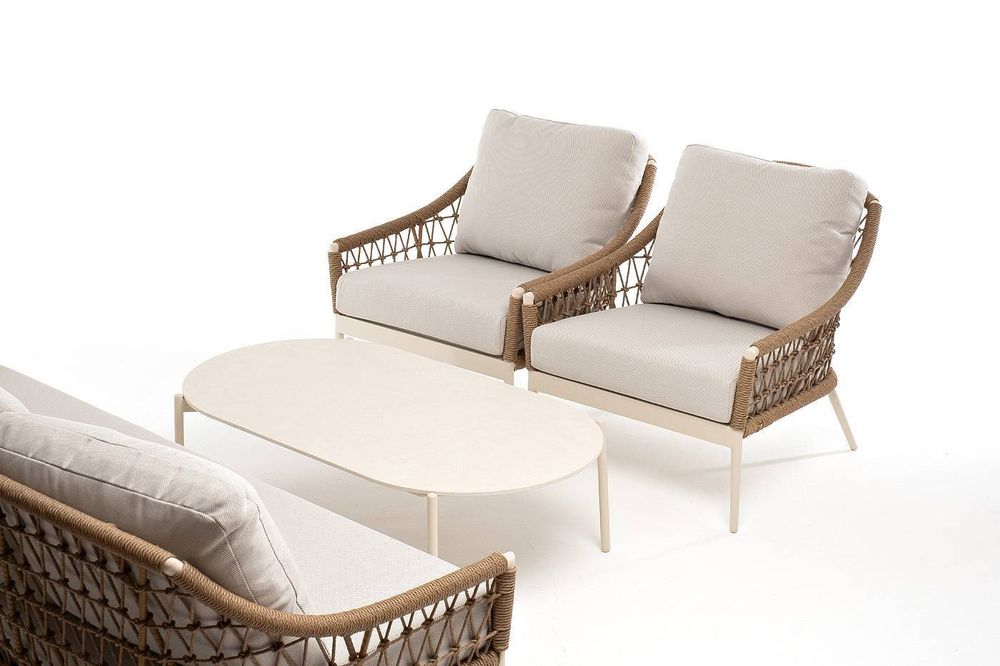 "Венеция" лаунж-зона из искусственного ротанга, цвет соломенный