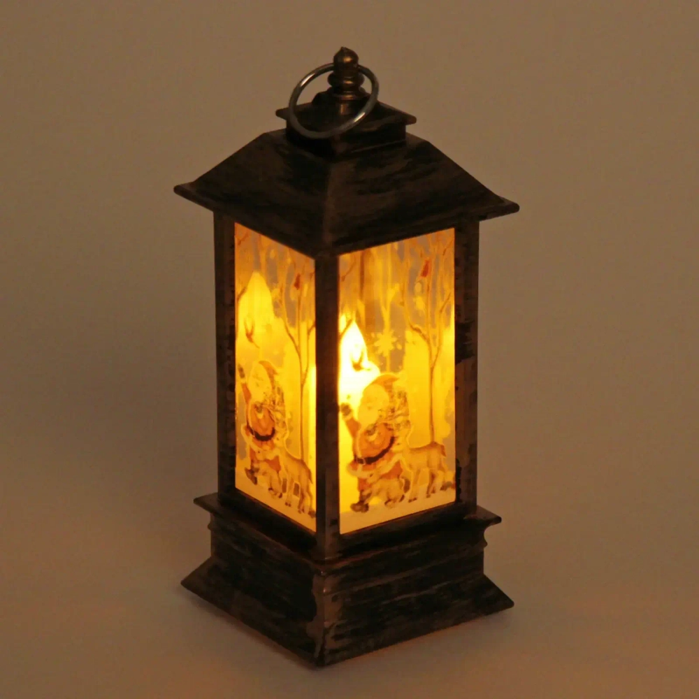 Сувенир с подсветкой «Дед Мороз в лесу» 12*5,5 см, бронза