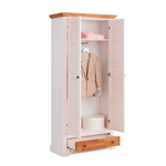 Шкаф для одежды 89х40х195, Асти, распашной, в прихожую, спальню, детскую, из МДФ и натурального дуба, белый, Dipriz