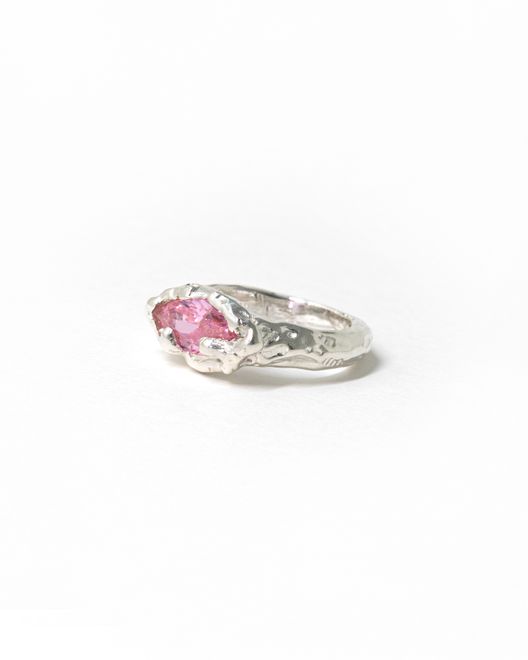 Кольцо Помпадур-мини с розовым фианитом / CELS