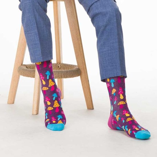 Носки "Грибы. Разноцветная поляна", р-р 38-44 (пурпурный)