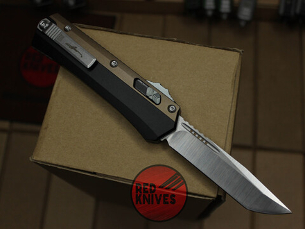 Нож Microtech 184-10 GLYKON BR Tanto T/E - коричневые вставки, клинок сатин танто