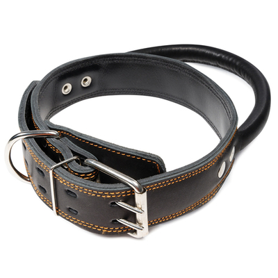 Ошейник двойной с круглой ручкой кожаный, 45*760мм, Gamma