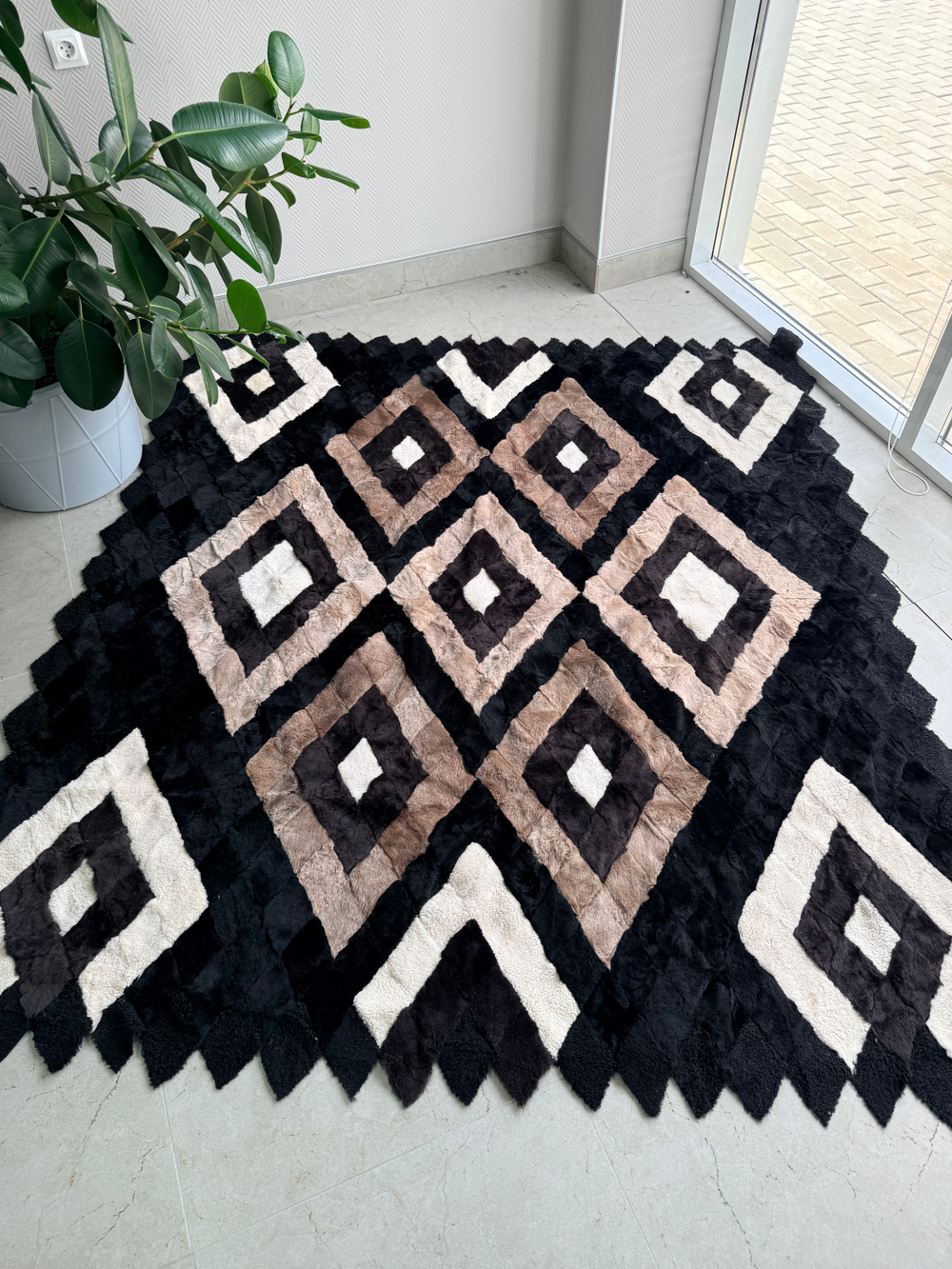 Покрывало меховое ковер из шкуры овчины