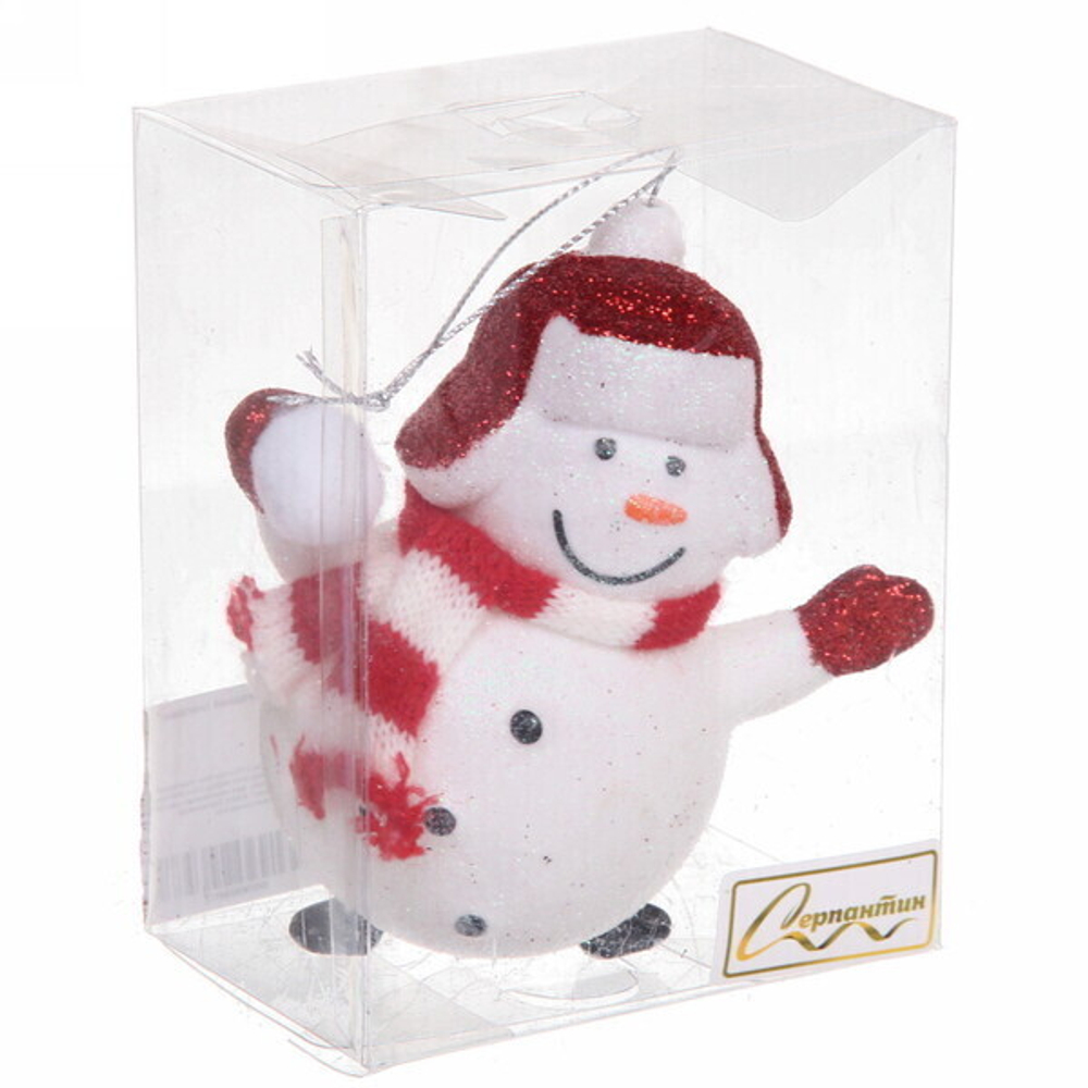 Ёлочная игрушка «Новогодний снеговик» 9,5*6,5*11 см, красный