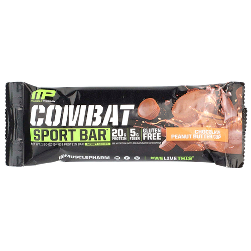 MusclePharm, Combat Sport Bar ™, чашка с шоколадным и арахисовым маслом, 54 г (1,90 унции)