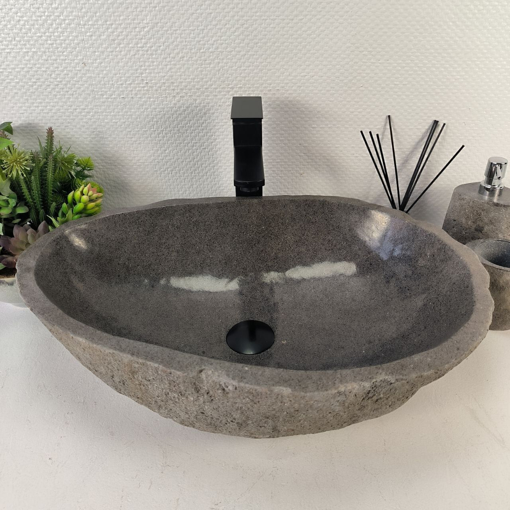 Каменная раковина из речного камня RS-05489 (60*40*16) 0857 из натурального камня