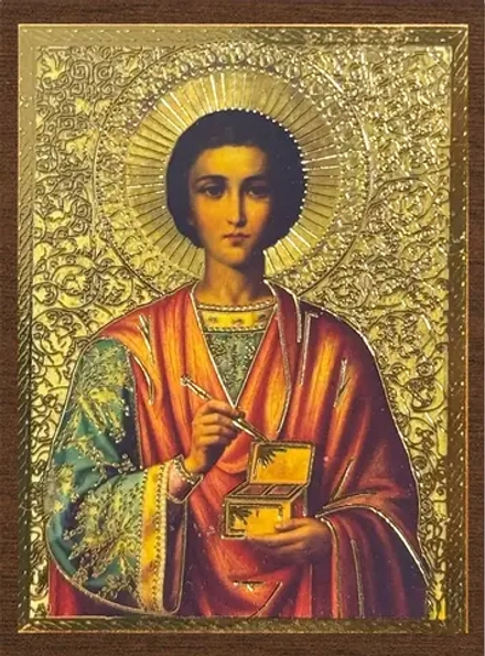 Икона "Пантелеймон Целитель" 4х6 на МДФ-6