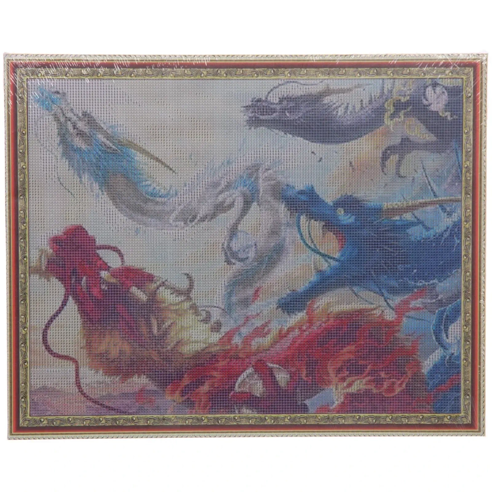 Алмазная мозаика на подрамнике с полным заполнением «МИР ЯРКИХ КРАСОК», яркие драконы 40*50см