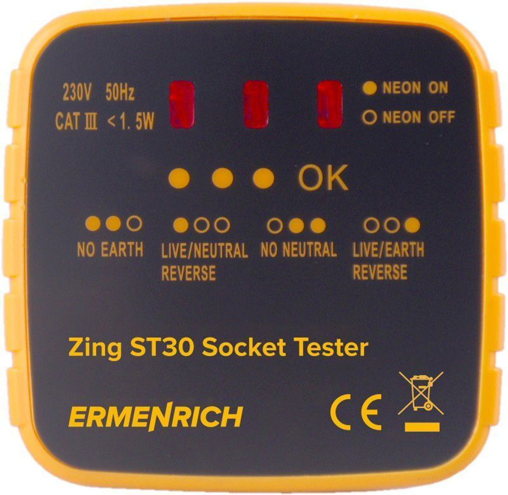 Детектор автоматических выключателей/ Тестер розеток Ermenrich Zing ST30