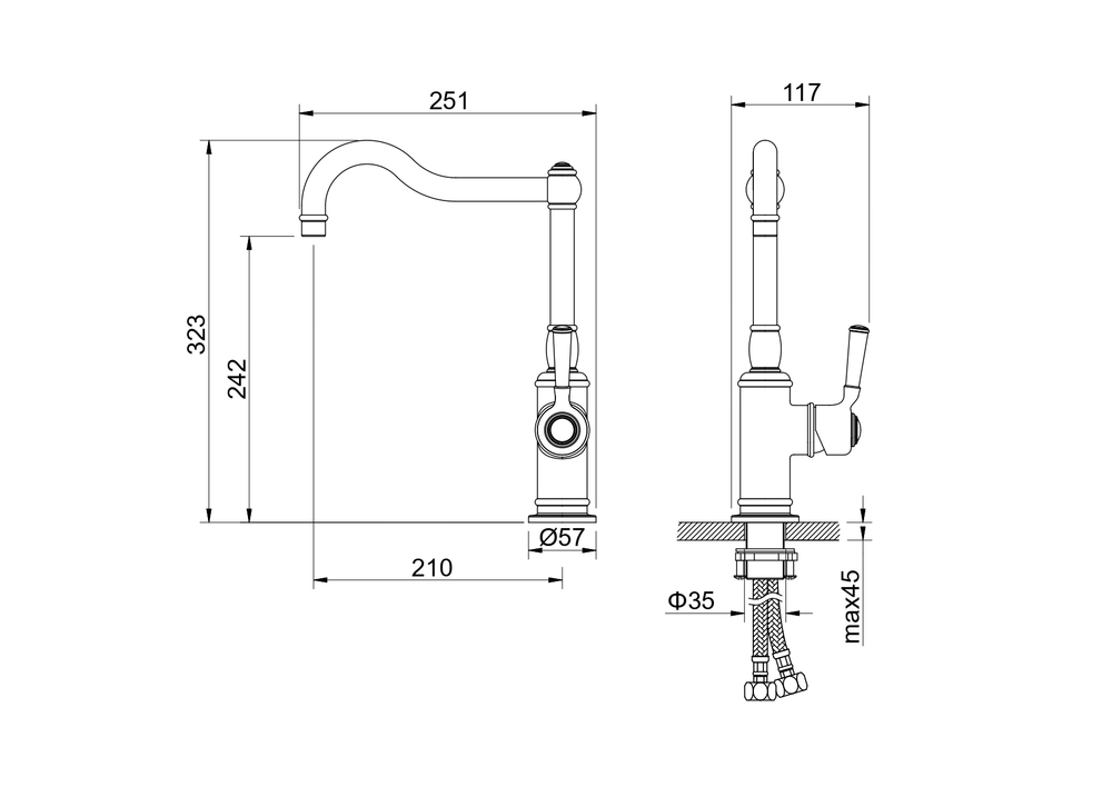 Смеситель для кухни AQUATEK, полир. золото AQ1580PG КЛАССИК
