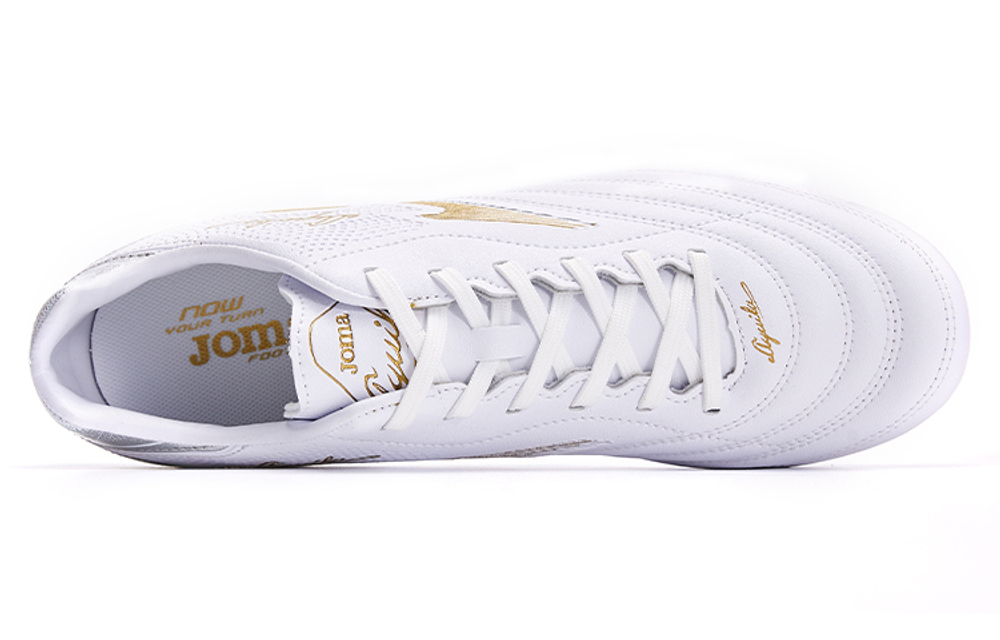 JOMA Homer round head lace-up MG (glue short nails) synthetic leather non-slip lightweight football shoes men's white