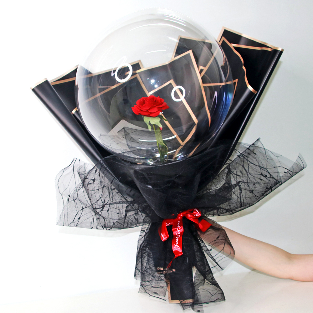 К Deco Bubble (Бабл), 22"/56 см, для цветов (горло 8 см), Прозрачный, Растянутый, 1 шт.