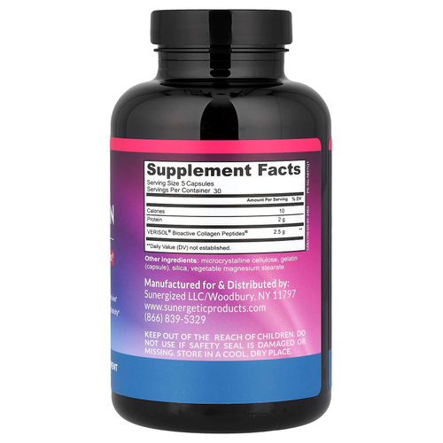 Sunergetic, пептиды коллагена, 150 капсул (500 мг в 1 капсуле)