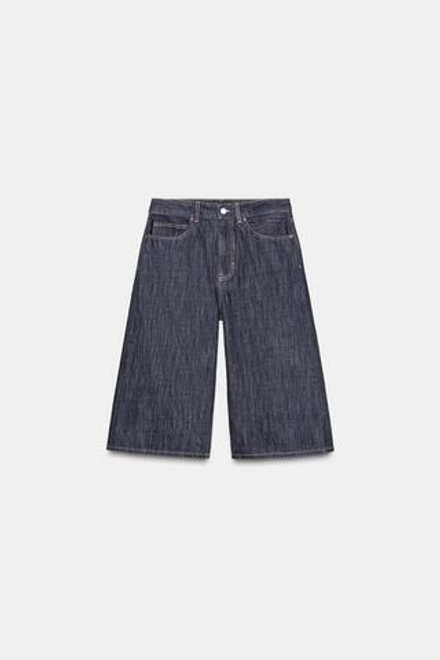 ZARA ДЖИНСОВЫЕ ШОРТЫ-БЕРМУДЫ TRF СО СРЕДНЕЙ ПОСАДКОЙ, ТЕМНЫЙ ИНДИГО