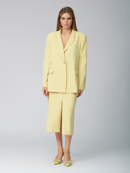 Женский костюм двойка светлый лайм с юбкой миди