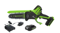 Цепная мини пила аккумуляторная Greenworks GD24CS15, 24V, 15см, бесщеточная, с автоматической смазкой цепи, c АКБ 4Ач и ЗУ ( 2010107UB) в сумке