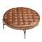 Круглый журнальный столик 2147 из темно-коричневой кожи