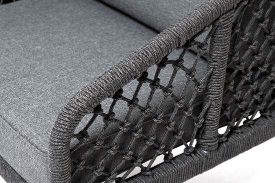 "Канны" лаунж-зона 4-местная из роупа узелкового плетения, каркас алюминий, роуп темно-серый