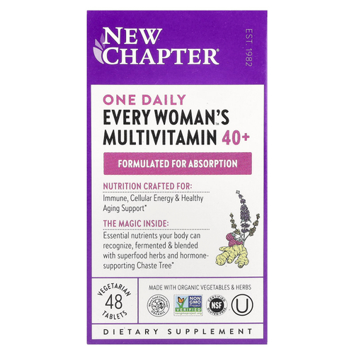 New Chapter, One Daily, мультивитамины Every Woman's ™ 40+, 48 вегетарианских таблеток