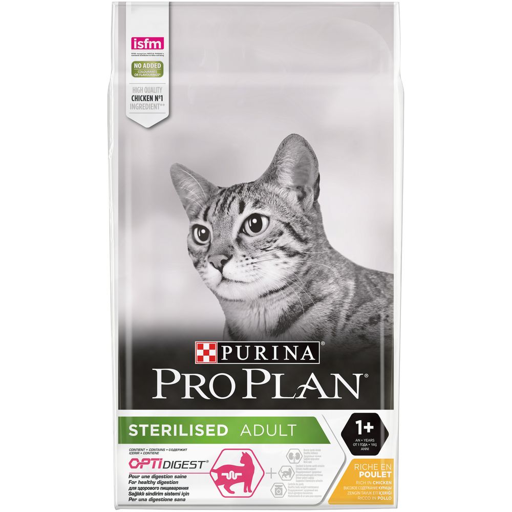 Сухой корм Pro Plan Sterilised DELICATE DIGESTION для взрослых стерилизованных кошек с чувствительным пищеварением курица 10 кг