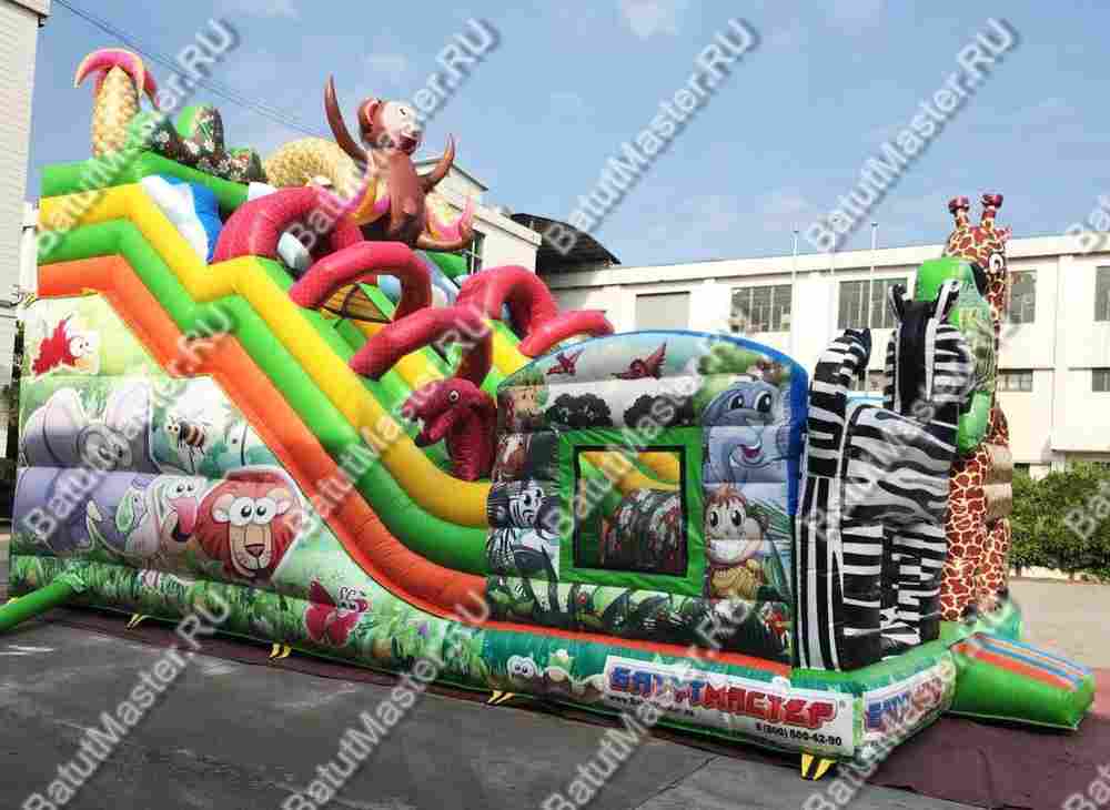 Коммерческий надувной батут "Большой зверинец" 9*5,5*7,7 м