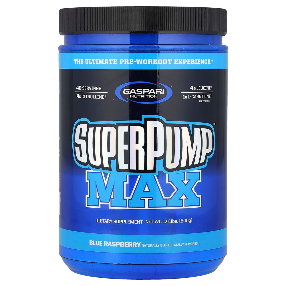 Gaspari Nutrition, SuperPump ™ Max, голубая малина, 640 г (1,41 фунта)