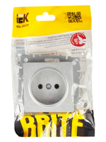 BRITE Розетка 1-местная без заземления без защитных шторок 10А РС10-1-0-БрА алюминий IEK
