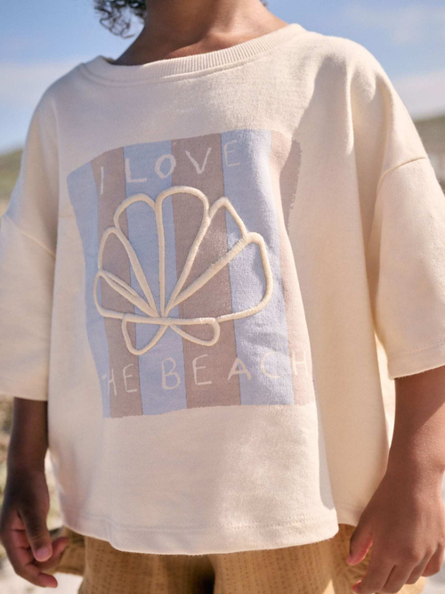 Футболка и шорты в комплекте для девочки Next AE6-175, Бежевый, Молочный