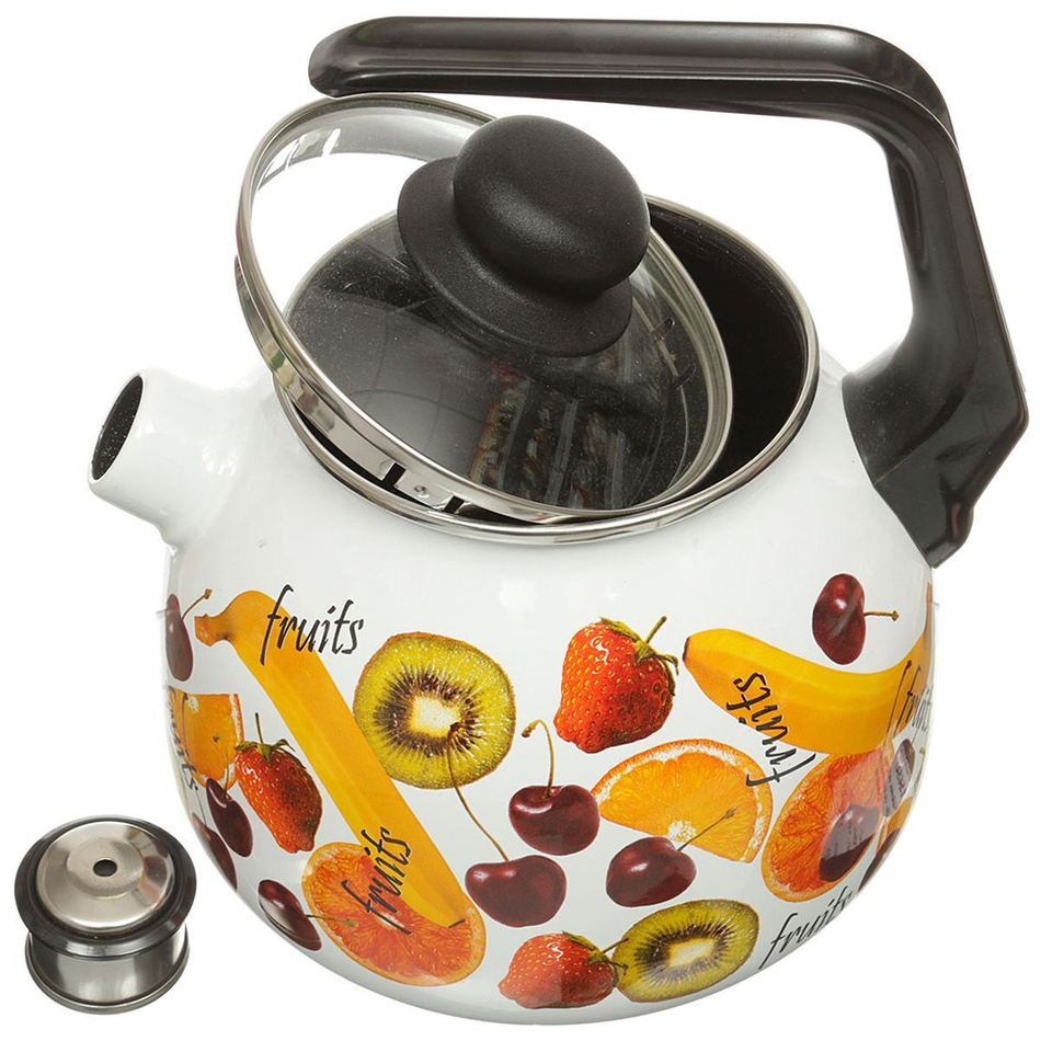 Чайник сталь, эмал, 3 л, свист, руч консоль, Vitross, Fruits, 1RС12