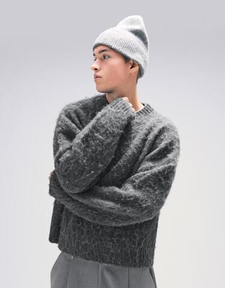 BERSHKA CВИТЕР, ТЕМНО-СЕРЫЙ