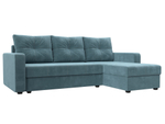 Диван угловой Ливерпуль Лайт правый угол, Бирюзовый, Велюр, 117719