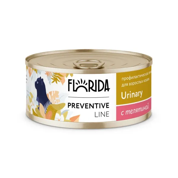 Консервы Florida Preventive Line Urinary для кошек при профилактике мочекаменной болезни, с телятиной
